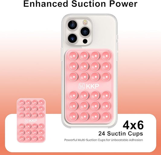 KKP Classic MAX - Silicone Suction Phone Case Adhesive Mount - Hands-Free, Strong Grip Holder for Selfies and Videos - iPhone and Android Compatible - 2.6″ x 3.9″