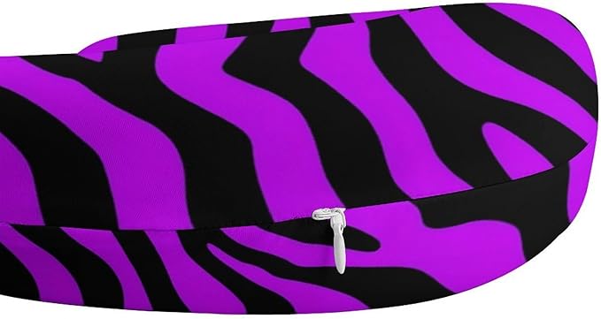 Memory Foam U-Shape Travel Pillow, Animal Purple Tiger Stripes Art U-Shaped, Neck Support Compact for Airplane Bus Rest, Washable Cover Breathable