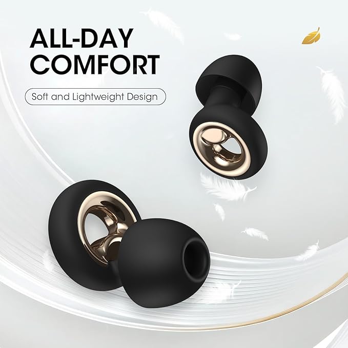 Noise Cancelling Ear Plugs for Sleeping, Reusable Silicone Ear Plugs for Noise Reduction, Soft Hearing Protection with 8 Ear Tips for Concerts, Work, Shooting, and Travel(Black)