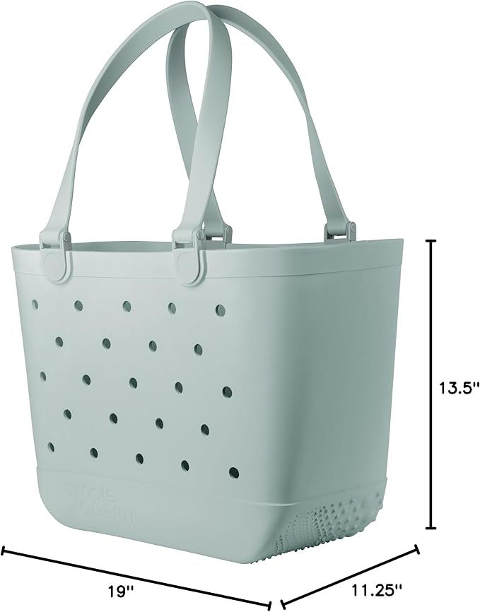 Simple Modern Extra-Large Beach Bag | Waterproof Getaway Rubber Tote with Zipper Pocket for Travel, Pool, Boat, Groceries, Sports | Sea Glass Sage