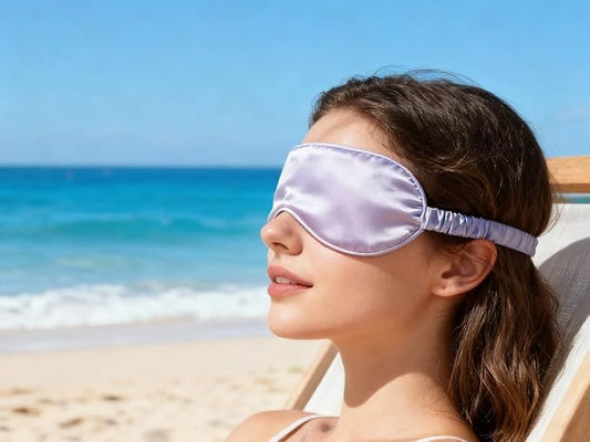 2Pack Silk Sleep Mask,IEKEODI Eye Mask for Sleeping,Elastic Blackout Eye Mask & Blindfold for Full Night's Sleep,Travel and Nap(Purple)