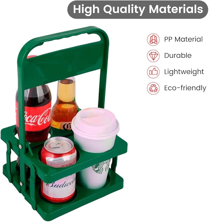 musbus Reusable Drink Carrier with Handle for Delivery Drivers, Portable Cup/Coffee Holder Accessories for Delivery, Foldable Drinks Caddy with Tray, Car Durable Plastic Festive Bottle, Vacation