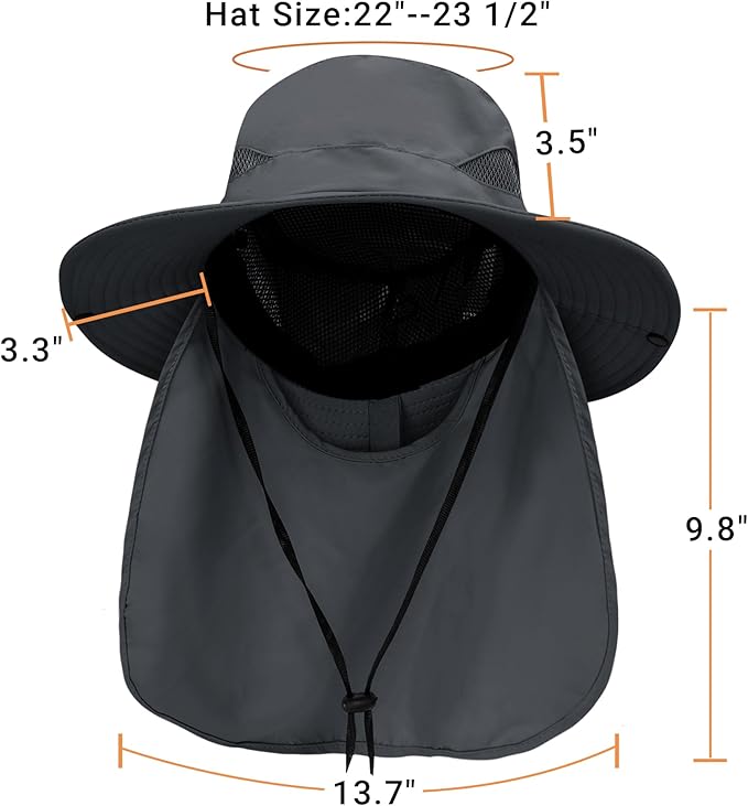 PFFY Sun Bucket Hats for Men Women 3” Wide Brim UPF 50+ Fishing & Beach Hat