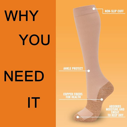 fenglaoda 8 Pairs Compression Socks for Men & Women 20-30 mmHg Knee High Nurse Pregnant Running Medical and Travel Athletic