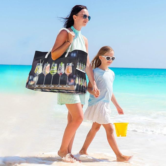 senya Large Beach Shoulder Bags Canvas Tote Water Resistant for Gym Travel Daily