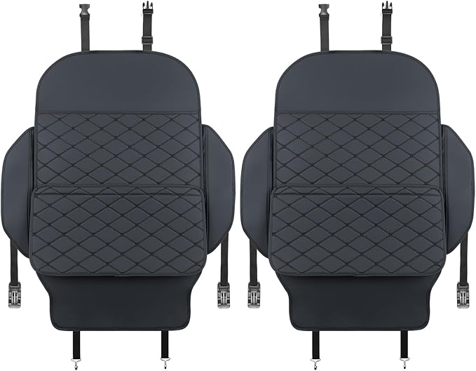 Seat Back Protector + Large Capacity Pocket Storage Organizer,Preventing the Impact of Children Stepping on the Seat Backrest (Black)