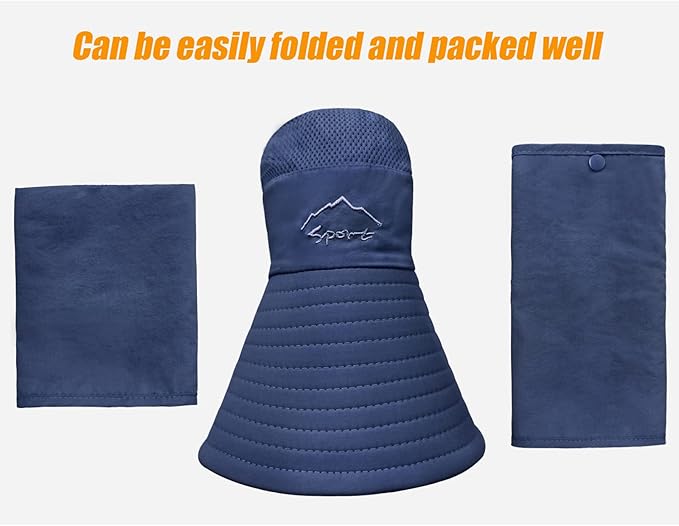 Fishing Hat for Men & Women, Outdoor UV Sun Protection Wide Brim Hat with Face Cover & Neck Flap