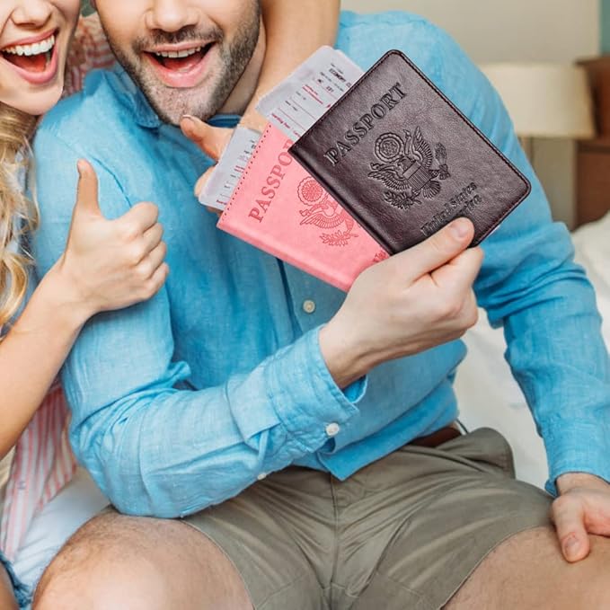 Passport Holder with Vaccine Card Slot Combo, Passport Wallet/ Cover/ Case for Women and Men(BC-Brown)