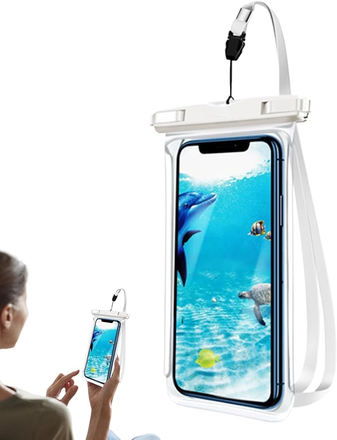 Waterproof Phone Pouch – Clear Floating Touchscreen Bag for Travel Vacation Hiking Cruise Swimming Snorkeling Kayaking, and Outdoor Activities, Lightweight Dustproof Protective. 6.8-Inch