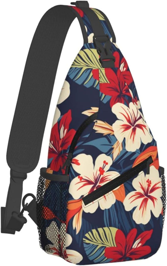 Hawaii Tropical Palm Sling Backpack Crossbody Bag Casual Chest Bags Travel Hiking Daypack Shoulder Bag for Women Men