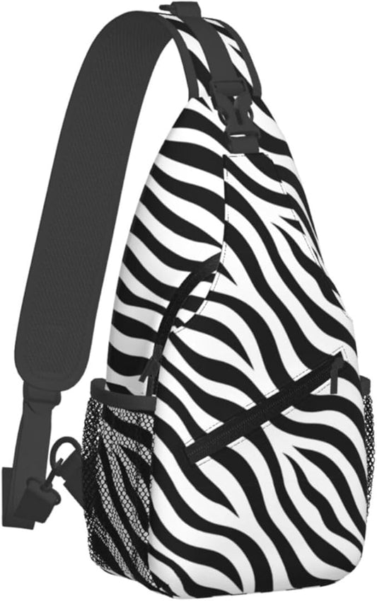 QFXUYNG Zebra Print Adult Sling Bag Unisex Chest Bags Crossbody Backpack Casual Daypacks Shoulder Bag for Women Men Cycling Hiking Travel