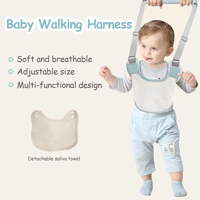 Baby Walker Breathable Baby Walking Harness Handheld Kids Walker Helper Toddler Infant Walker Harness Assistant Belt Pulling and Lifting Dual Use Walking Assistant Strap (Green 1)