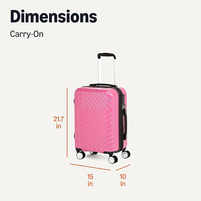 Amazon Basics 21" Hardside Carry-On Luggage with TSA Lock, Hardshell Suitcase With Wheels, Expandable For 25% More Capacity, With Scratch-Resistant Geometric Surface, 4 Multi-directional Wheels, Pink