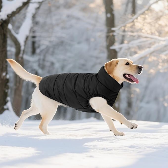 ASENKU Windproof Dog Winter Coat Waterproof Fleece Jacket Cold Weather Pet Apparel for Small Medium Large Dogs (Black, XS)