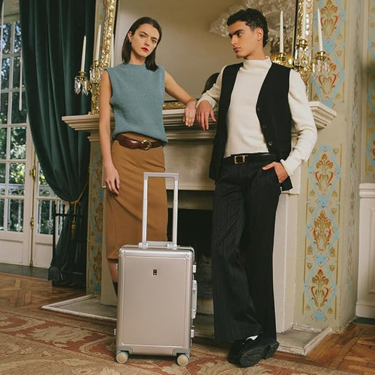 LEVEL8 Gibraltar Carry on Luggage, 20 Inch Aluminum Zipperless Luggages Airline Approved, Hardside Suitcase with TSA Lock and Spinner Wheels, Silver