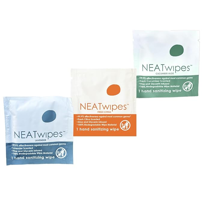 Hand Sanitizing Wipes | Travel Essentials | Disposable Wet Wipes | Variety Pack (Fresh Citrus, Lavender, Cucumber) | 72 Count (3 Pouches of 24 Individually Wrapped Wipes)