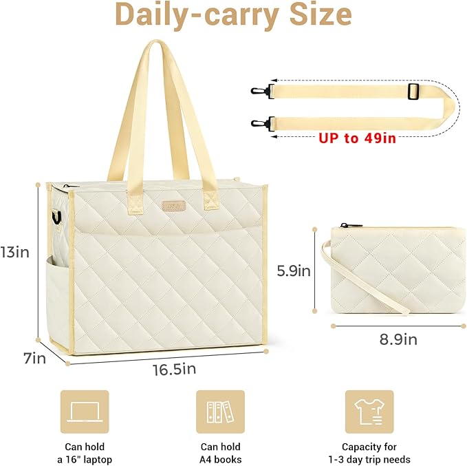 IBFUN Utility Tote Bag with 14/24 Pockets Zip Top Teacher Tote Bag for Teacher/Work Women