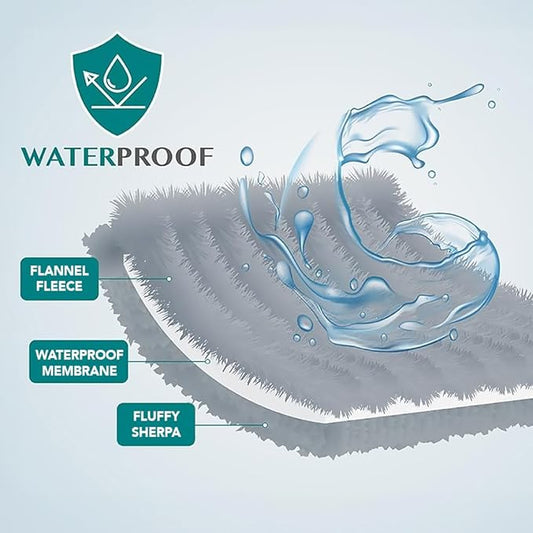 PetAmi Waterproof Dog Blanket for Medium Large XL Dog Puppy Cat Throw for Couch Cover Leakproof Protection, Sherpa Fleece, Reversible Soft Washable 80x60 Taupe