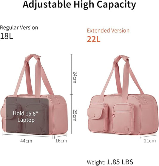 Aji Expandable Travel Duffel Bag, Pink Duffle Bag for Travel with Wet Pocket, Carry on Weekender Bags for Men Women, Water Resistant Gym Duffel Bag Sport Bag