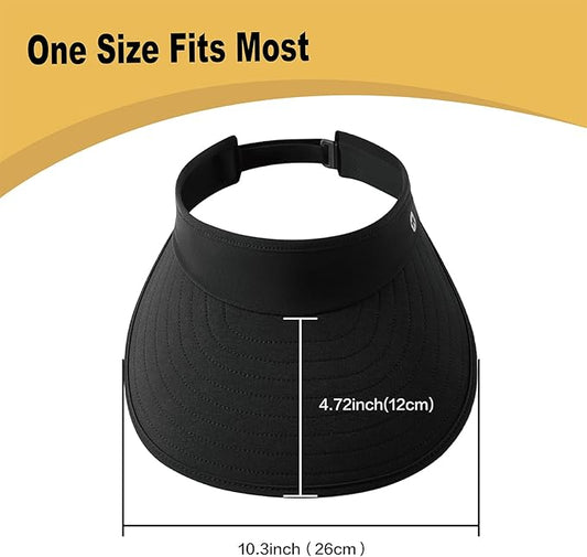 WANDER Sun Visor Hats for Women Wide Brim UV Protection Adjustable Large Golf Beach Cap Packable Travel Sport Visor