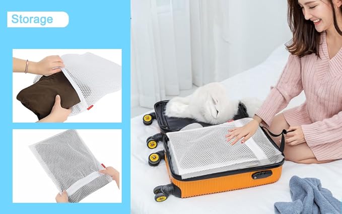 3 Pack Durable Mesh Laundry Bags & Lingerie Bags For Washing Delicates, Shoes & Socks Travel Organizer 16 x 12.5 Inches