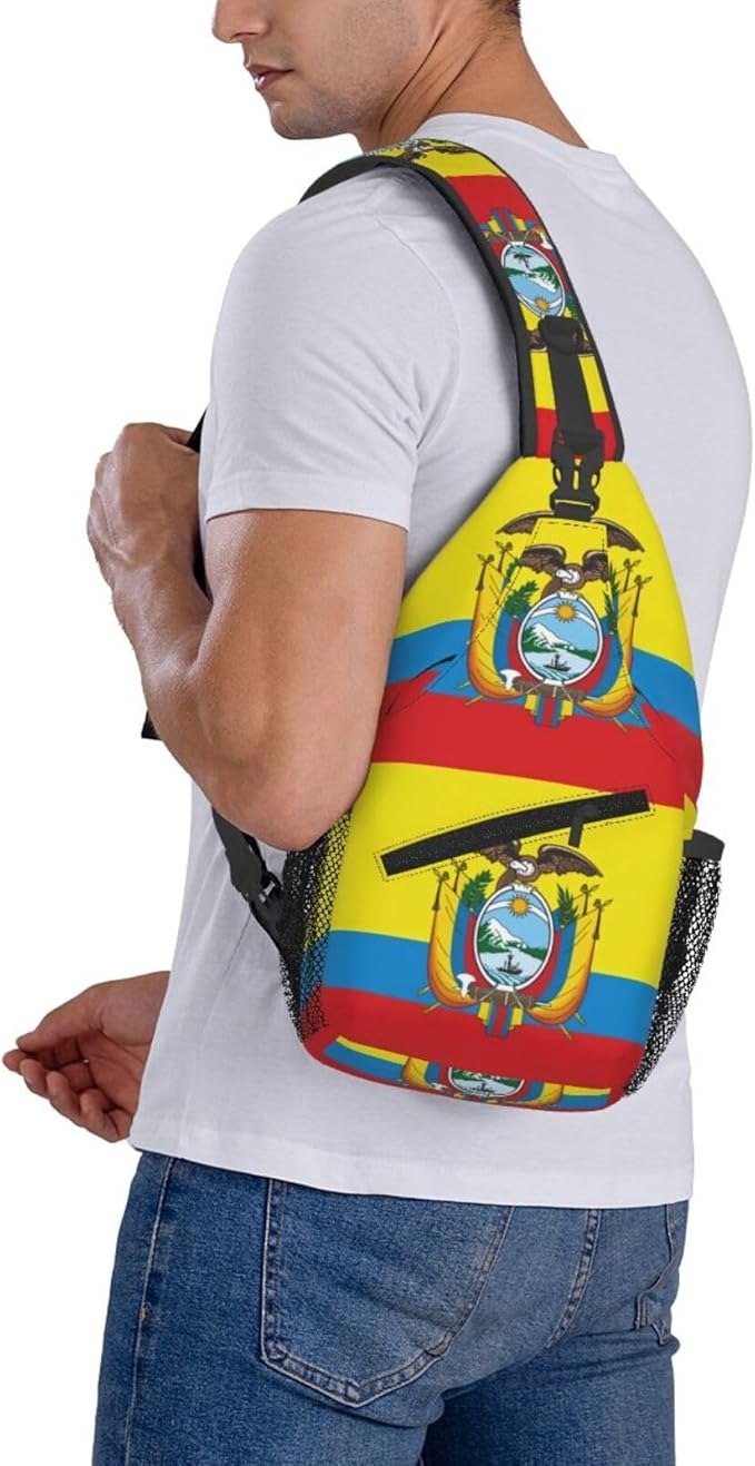Ecuador Flag Sling Bag Multipurpose Crossbody Sling Backpack Travel Cycling Hiking Shoulder Bag For Women Men