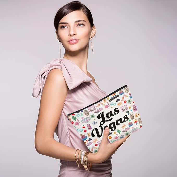 Las Vegas Cosmetic Bag Makeup Bag Las Vegas Lovers Travel Souvenir Vacation Friendship Gifts for Women Best Friend Traveler Daughter Girls Trip Gifts Favors Christmas Birthday