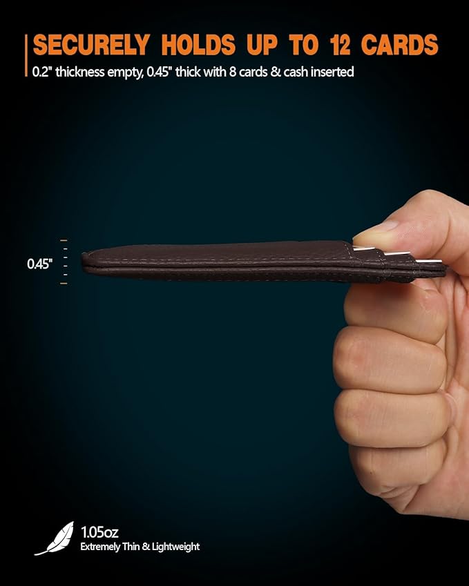 RUNBOX Slim ID Cases Minimalist Front Pocket RFID Blocking Leather Wallets for Men and Women Card Holder Wallets Gifts for men