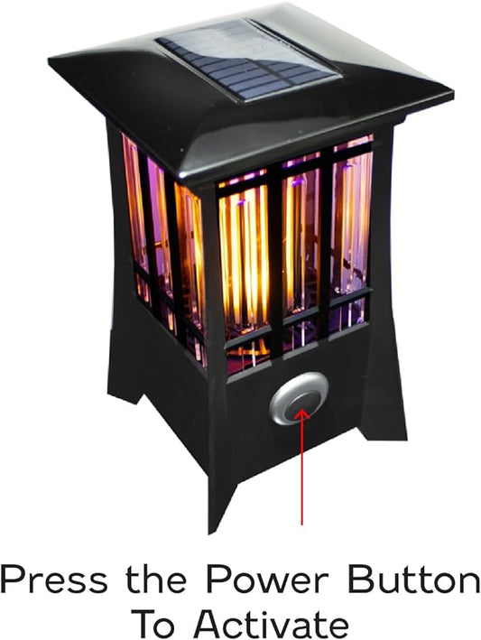 PIC Solar Bug Zapper, Cordless Patio Lantern, 600V Zapping Grid, 2 In 1 Light Mode with LED Flame Effect, Wide 1/2 Acre Coverage, Weatherproof, Auto On/Off, Showstopping Fly Trap Design, Pack of 2