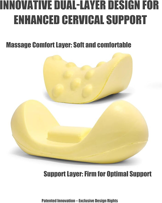 Bespilow Patented Dual-Layer Cervical Neck Roll Pillow-Comfort Top + Firm Memory Foam Base,Ergonomic Contour Support,Cooling Breathable Case- Relieves Neck Pain from Office,Travel,Sleep& Poor Posture