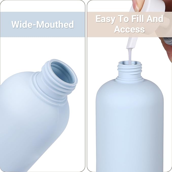 ASEVAT Travel Refillable Shampoo and Conditioner Bottles - 10 oz Plastic Squeeze Bottles with Flip Cap for Toiletries and Liquids (3Pcs)