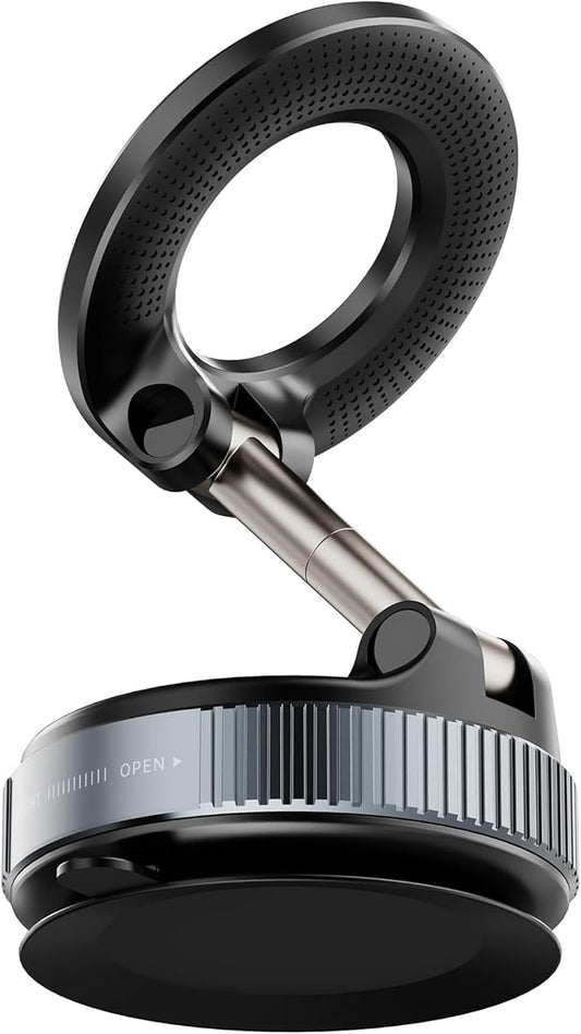 360-Degree Rotating Magnetic Car Phone Mount, Universal Dashboard Holder with Vacuum Suction Base, Strong Magnet for Mobile Devices