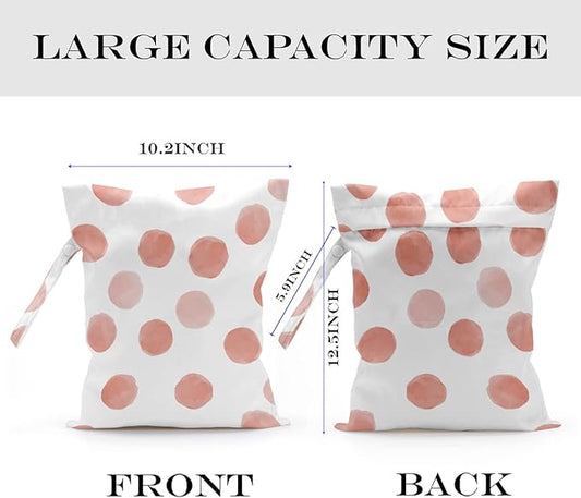 Wet Bag, Wet Dry Bag, Wet Bag for Swimsuit, Travel, Beach, Pool, Diapers, Dirty Yoga Gym Clothes, Makeup Bag, Waterproof Reusable Polka Dot Decor Geometric Polka Dot
