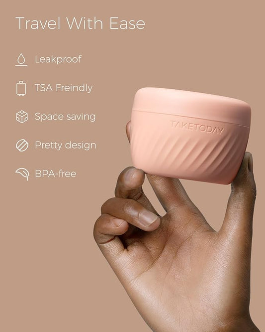 TakeToday Travel Containers for Toiletries, Leak-proof, TSA Approved, Refillable Silicone Cream Jars with Lid Travel Size Essential for Cosmetic toiletry Cream, 3oz, 4 Pack (Apricot)