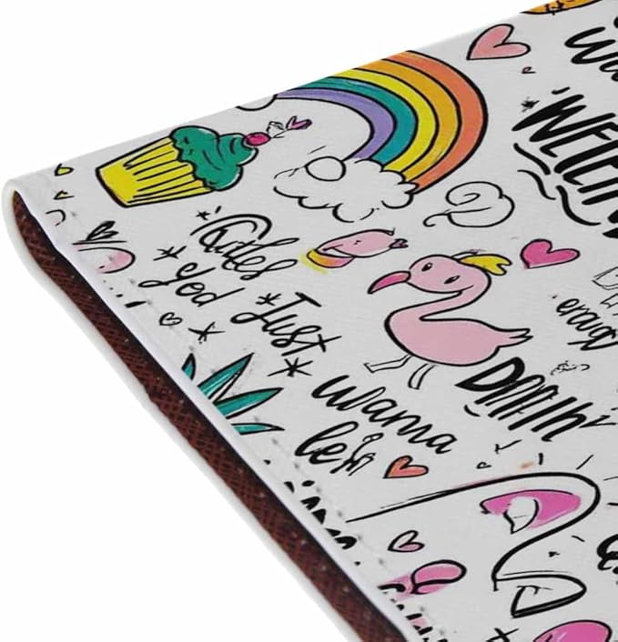 Unicorn Pattern Passport Holder for Travel Rainbow Pineapple Cake Love Heart PU Leather Passport Cover Wallet Cute Passport Card Holder for Women and Men