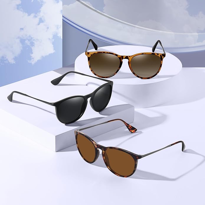 Retro sunglasses womens 2024 trendy round classic glasses