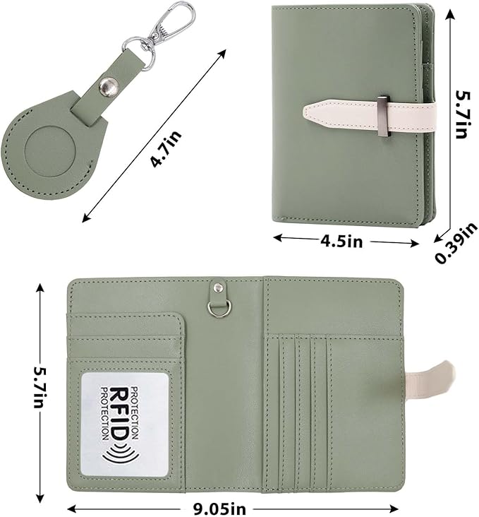 Passport Holder with Airtag for Women/Men,Airtag Passport Wallet for Travel,Cute Passport Holder Rfid Blocking,Travel Wallet for Cards Passport Cover Case (Green)