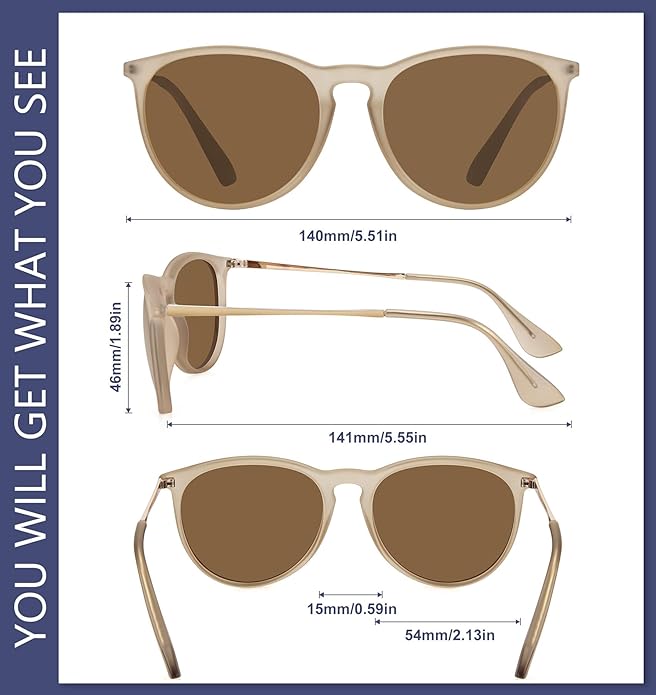 Retro sunglasses womens 2024 trendy round classic glasses