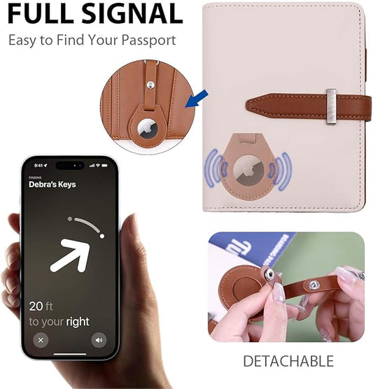 Deziliao Passport Holder for Men and Women, Cute Passport Wallets, Mulit-Purpose RFID Blocking Passport Holder Wallet, Travel Wallet Passport Cover Case(Cream White)