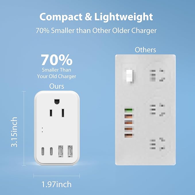 2000W 220V to 110V Voltage Converter US to Europe, Power Converter with Type C, A, G, I Plugs, 2 USB C & 2 USB A Ports, European Travel Converter for Hair Dryer, Curling Iron, Straightener, Chargers