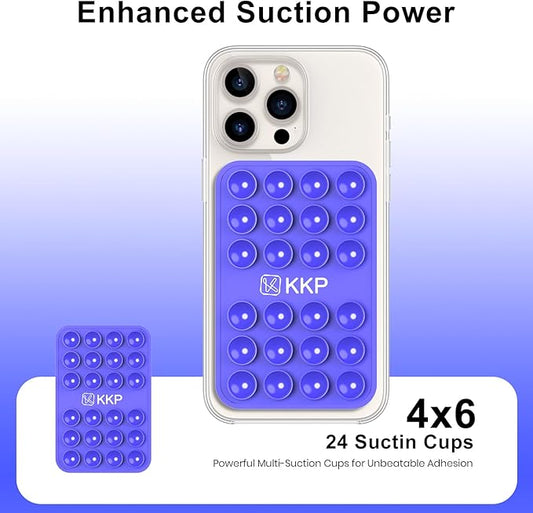 KKP Classic MAX - Silicone Suction Phone Case Adhesive Mount - Hands-Free, Strong Grip Holder for Selfies and Videos - iPhone and Android Compatible - 2.6″ x 3.9″