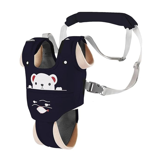 Baby Walking Harness Handheld Baby Walker Assistant Belt Adjustable Toddler Infant Safety Harnesses Standing Up Walking Learning Helper with Detachable Crotch for 9-24 Month Old (Dark Blue)