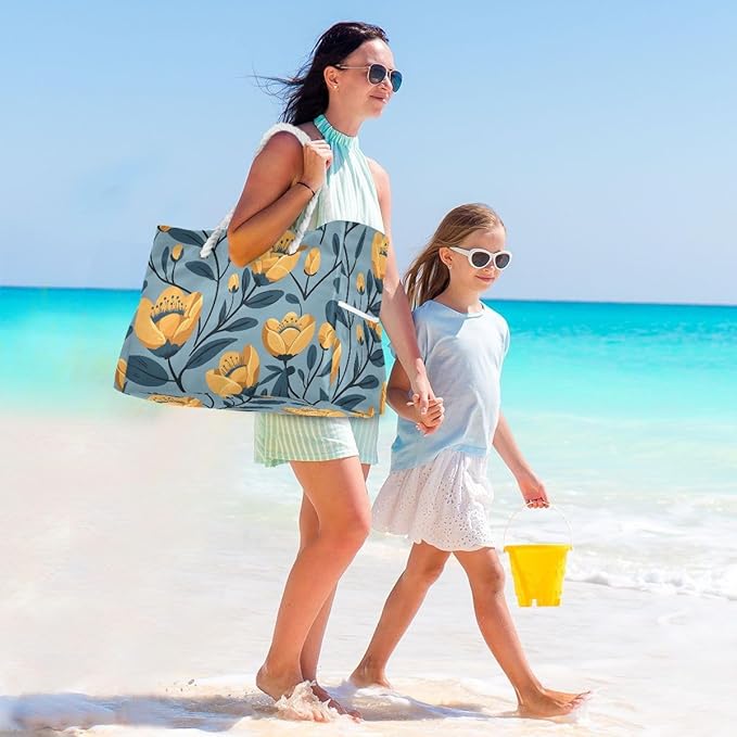 senya Large Beach Shoulder Bags Canvas Tote Water Resistant for Gym Travel Daily