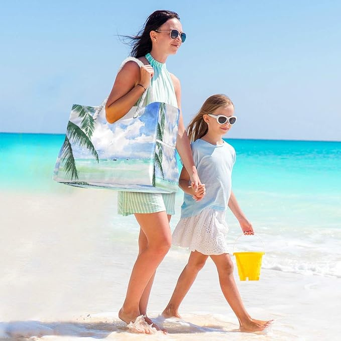 senya Large Beach Shoulder Bags Canvas Tote Water Resistant for Gym Travel Daily