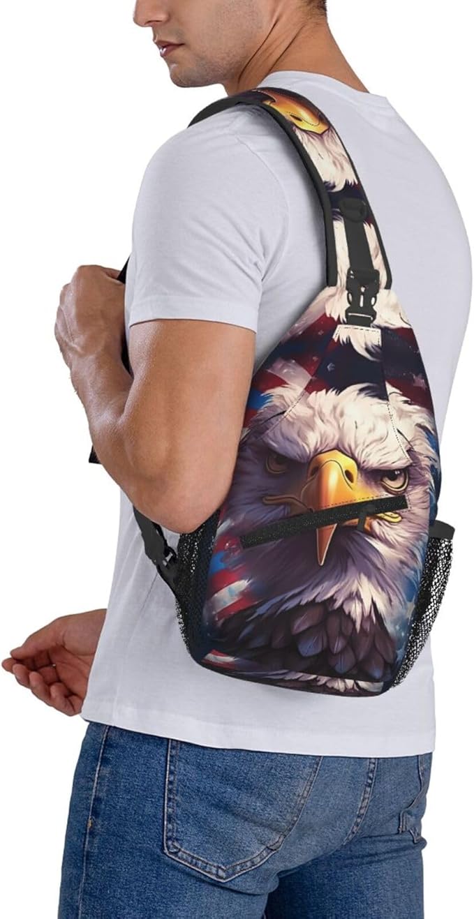 American Flag Sling Bag Multipurpose Crossbody Sling Backpack Travel Cycling Hiking Shoulder Bag For Women Men