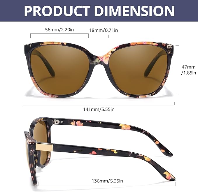 FIMILU Polarized Sunglasses for Women, Trendy Fashion Sun Glasses Square Retro Glasses UV Protection for Daily Outdoor 2pack