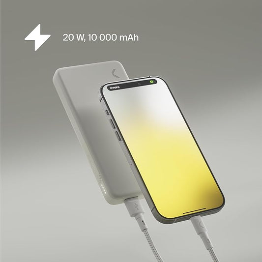 Clemm Portable Charger 10,000mAh Dual Port (USB-A, USB-C) (Ivory)