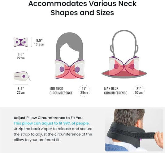 Cabeau Travel Essential Neck Pillow - Fits Most Neck Sizes (11-21 inches) - Evolution X Three Ways to Adjust for Ultimate Comfort on Long Flights (Sapphire)