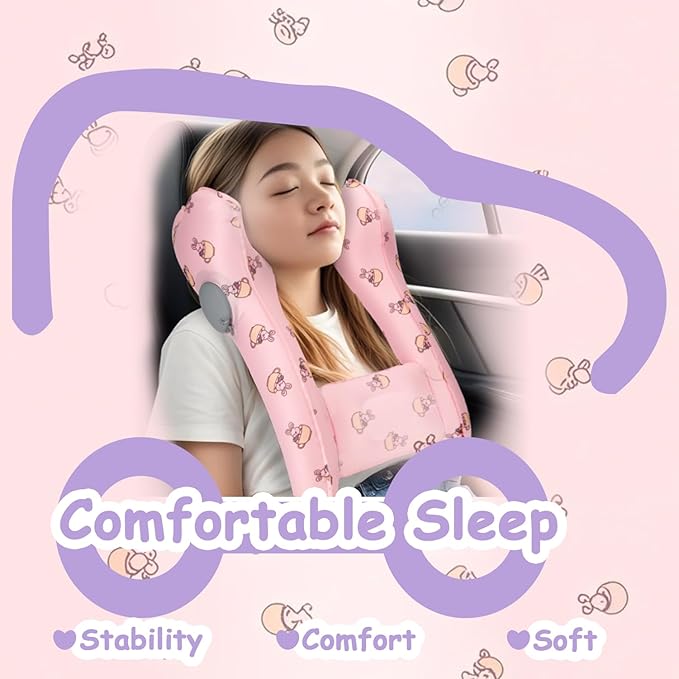 Inflatable Travel Neck Pillow for Kids, Fast Inflation, Portable and Foldable Kids Travel Pillow, Comfortable Travel Pillow for Airplane, Car, Train–Fits Ages 6+ & Under 165 lbs