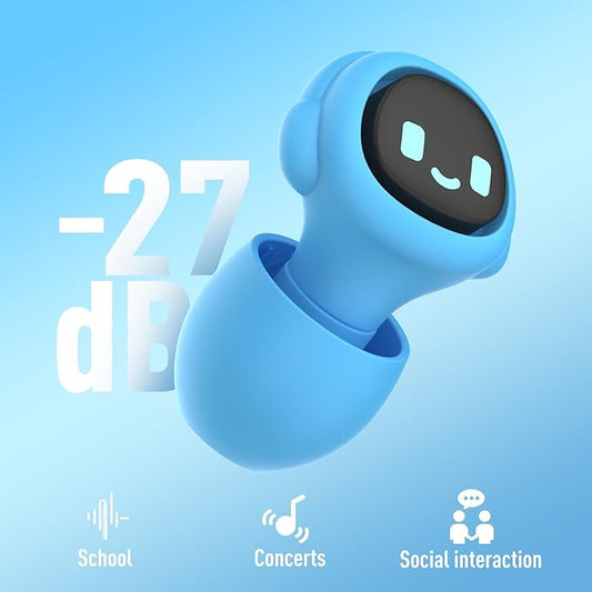 2 Pairs Kids Ear Plugs for 5-12 Yr, 27 dB Noise Reduction Extra Small Earplugs, Ear Plugs for Kids for Noise Sensitivity, Socializing, Sleep, Focus, 4 Sizes Ear Tips in XS-L (2X Blue)
